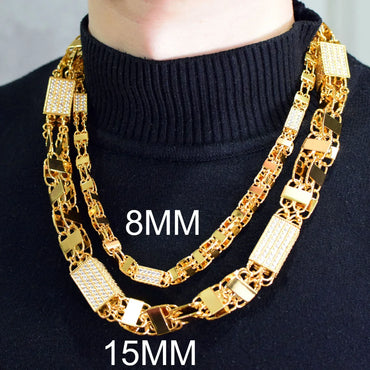 Square Box Chain Necklace with Copper & Zircon | Trendy Hip Hop Jewelry | Multiple Sizes | Caratix Jewelry - CaratixJewelry