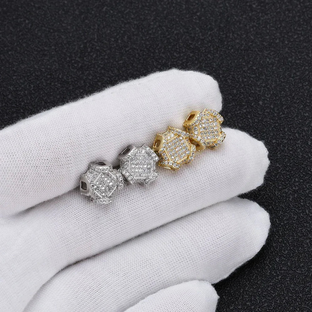 Full Zircon Stud Earrings for Men | Trendy Hip Hop Jewelry | Caratix Jewelry - CaratixJewelry
