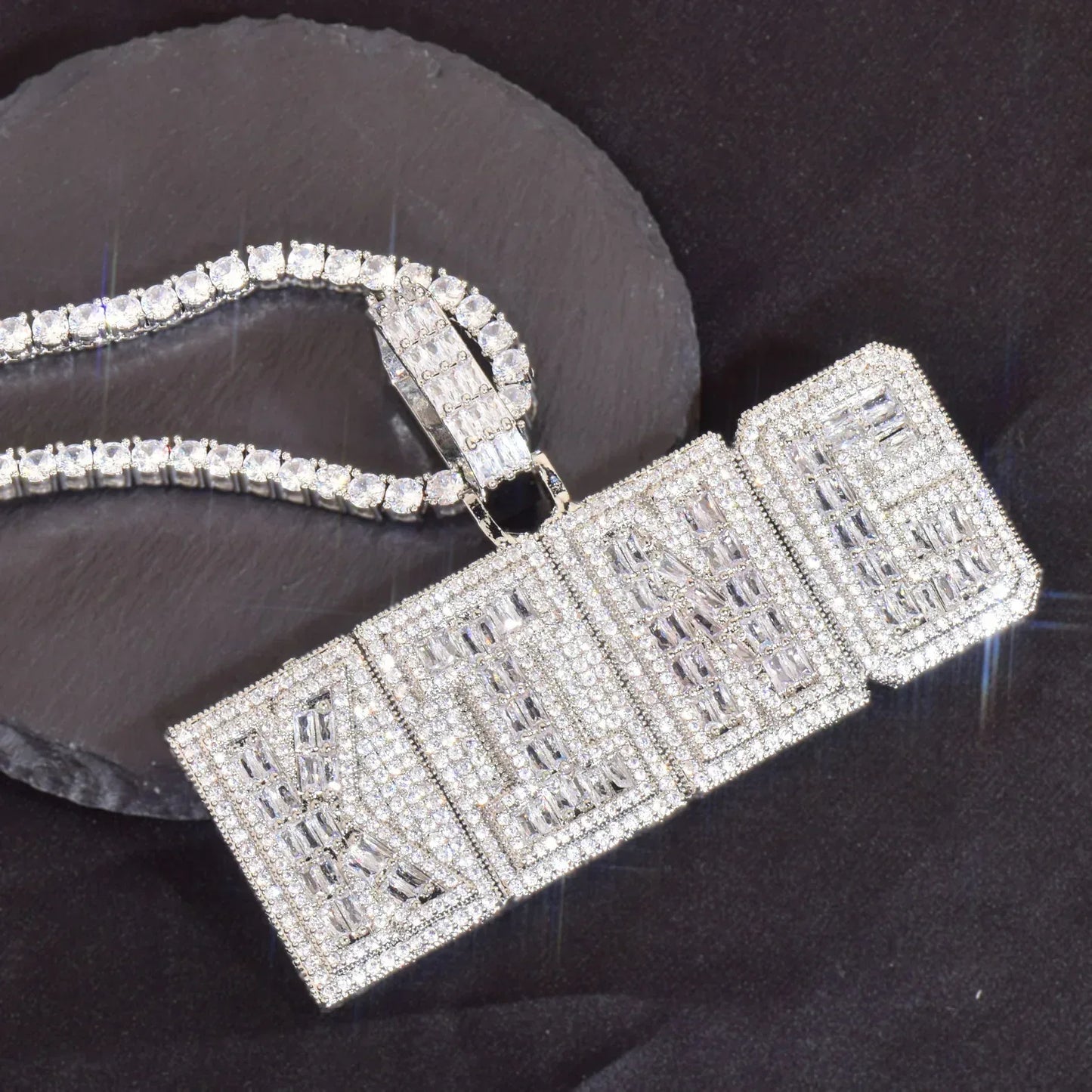 Iced Out Block Letter Pendant | DIY CZ Initial Hip Hop Trendy Necklace - CaratixJewelry