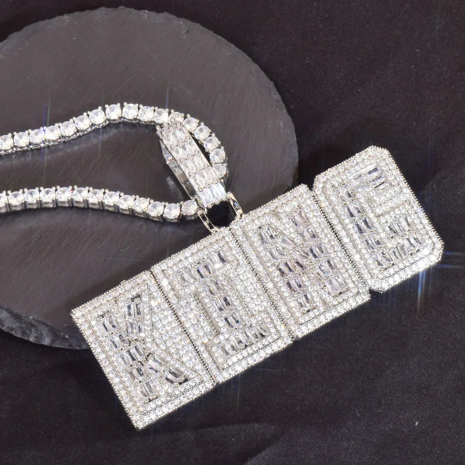 Iced Out Block Letter Pendant | DIY CZ Initial Hip Hop Trendy Necklace - CaratixJewelry