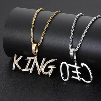 DIY Letter Pendant Necklace with Copper Frame and Full Zircon Stones for Men | Caratix Jewelry - CaratixJewelry