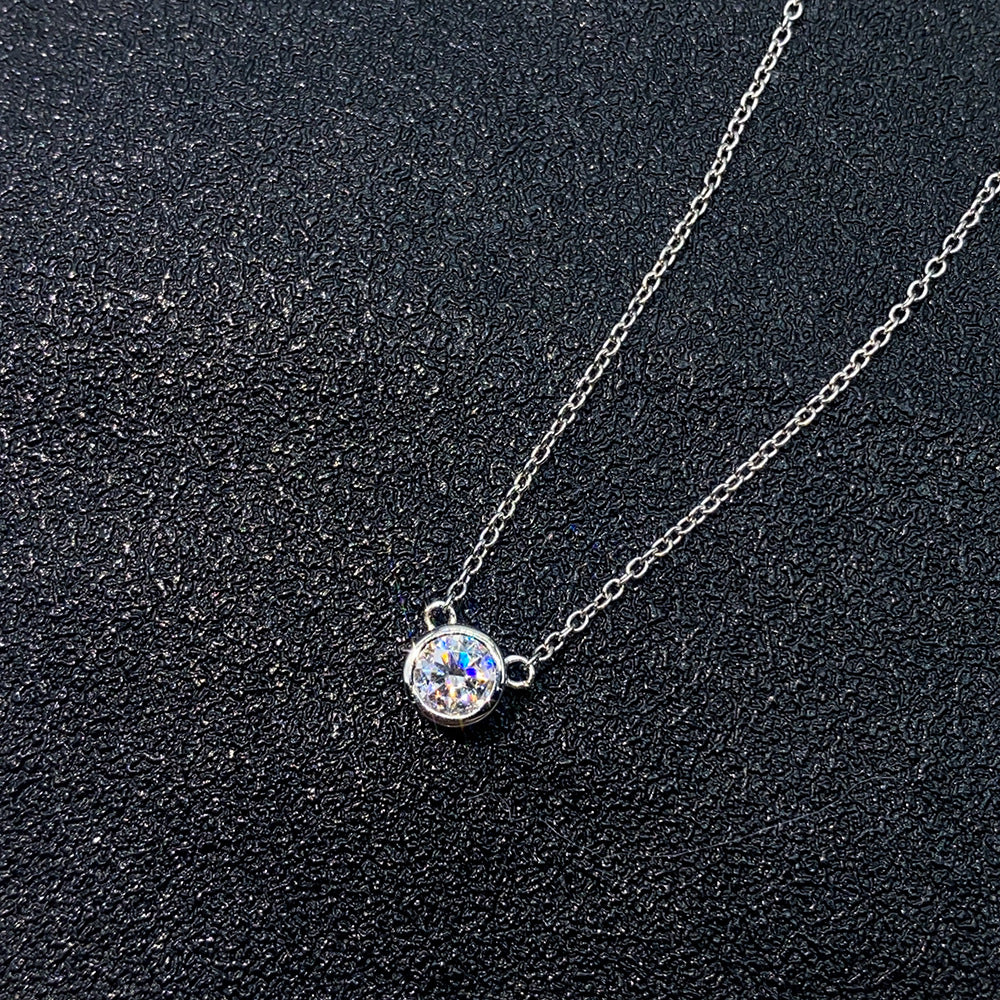 S925 Sterling Silver Bubble Moissanite Necklace | Floating Circle Pendant | Caratix