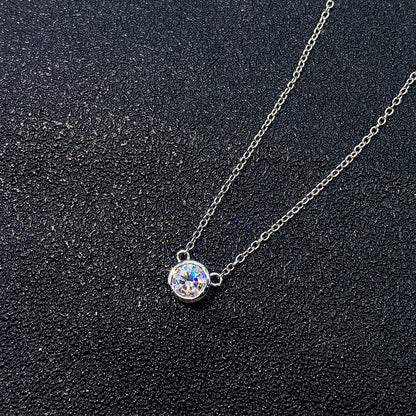 S925 Sterling Silver Bubble Moissanite Necklace | Floating Circle Pendant | Caratix