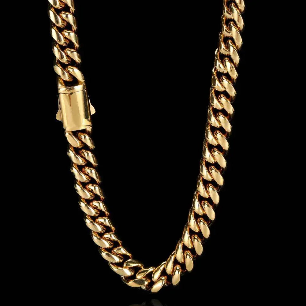 Stainless Steel Cuban Chain Necklace with Spring Clasp Hip Hop Style for Men | Caratix Jewelry - CaratixJewelry