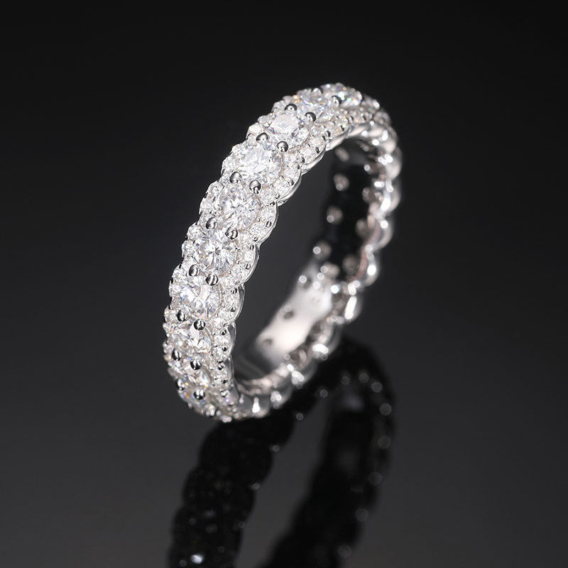 Moissanite Ice Cube Ring 925 Sterling Silver Band | Caratix