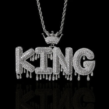 ATM Dollar Letter Pendant Necklace with T-Shaped Zircon Stones for Men | Caratix Jewelry - CaratixJewelry