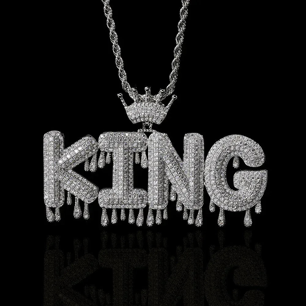 ATM Dollar Letter Pendant Necklace with T-Shaped Zircon Stones for Men | Caratix Jewelry - CaratixJewelry