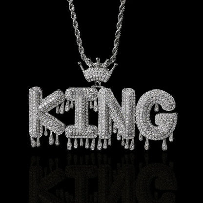 ATM Dollar Letter Pendant Necklace with T-Shaped Zircon Stones for Men | Caratix Jewelry - CaratixJewelry