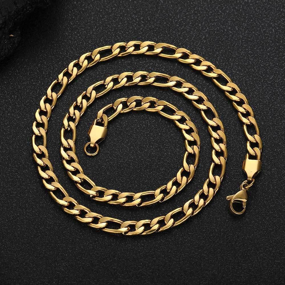 Lobster Clasp Stainless Steel Figaro Chain Necklace Titanium Steel for Men | Caratix Jewelry - CaratixJewelry