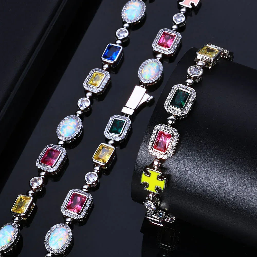 Colorful Gemstone Necklace with Zircon for Men and Women | High-End Hip Hop Jewelry | Caratix Jewelry - CaratixJewelry
