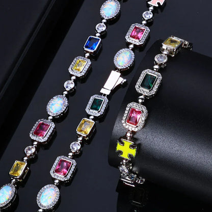 Colorful Gemstone Necklace with Zircon for Men and Women | High-End Hip Hop Jewelry | Caratix Jewelry - CaratixJewelry