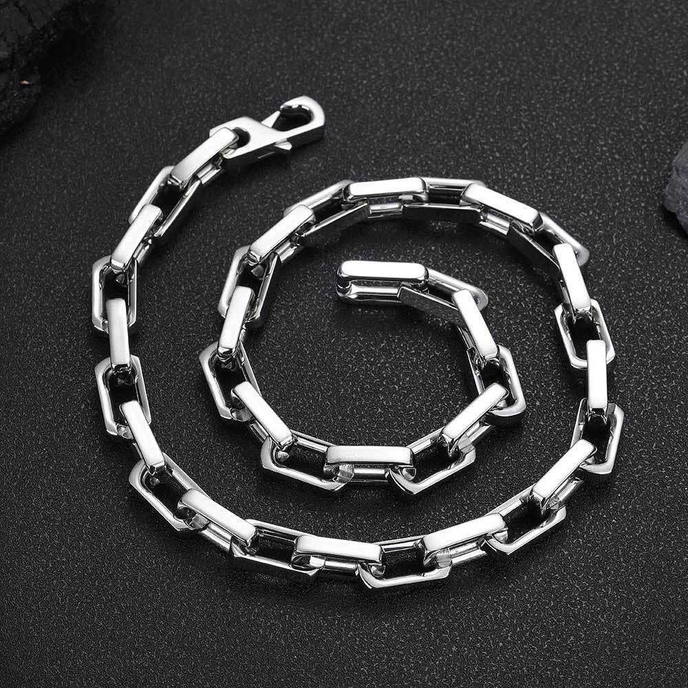 9mm Stainless Steel Bamboo Link Chain Necklace with Square Clasp for Men | Caratix Jewelry - CaratixJewelry