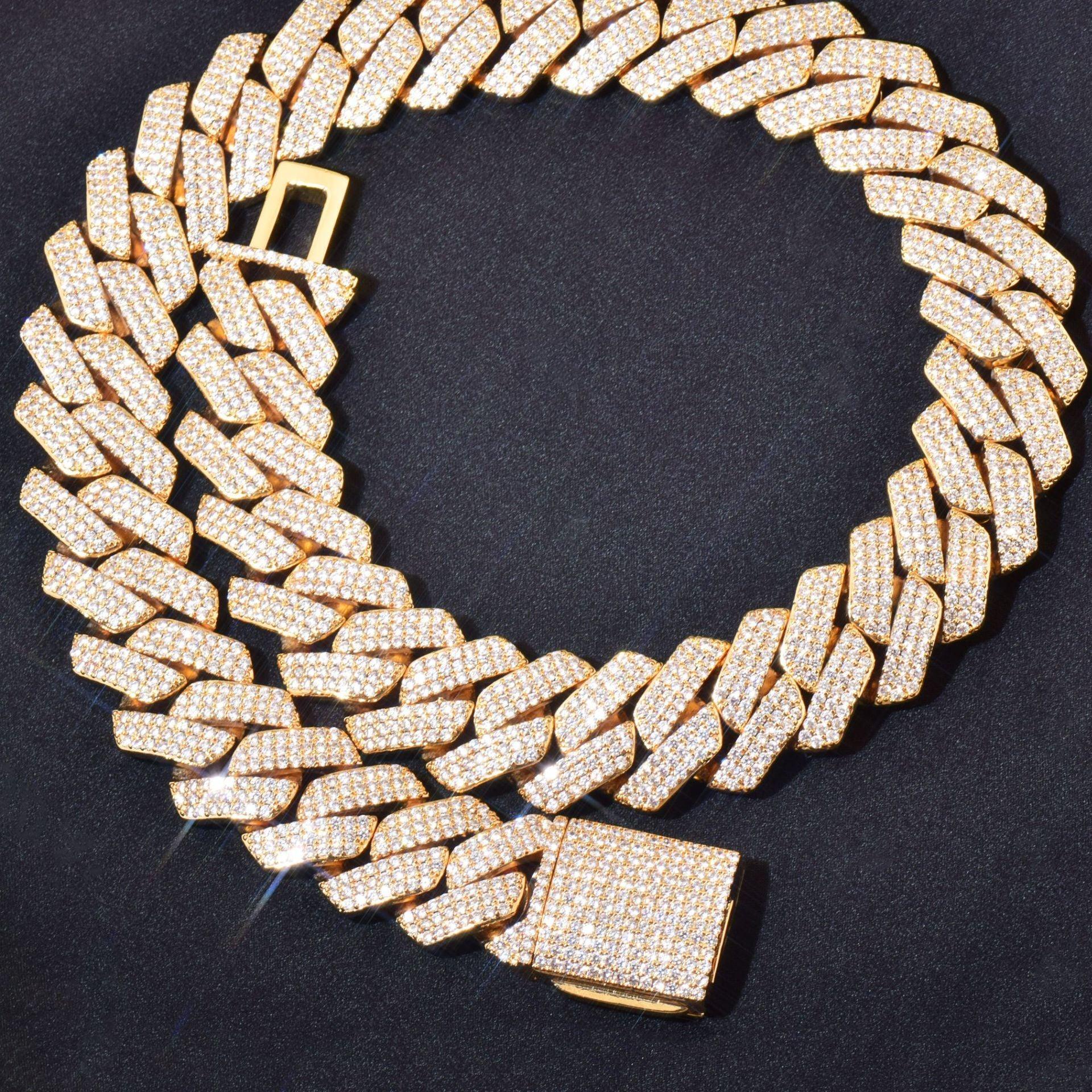 20mm 3Row Curved Gold Cuban Chain Necklace - CaratixJewelry