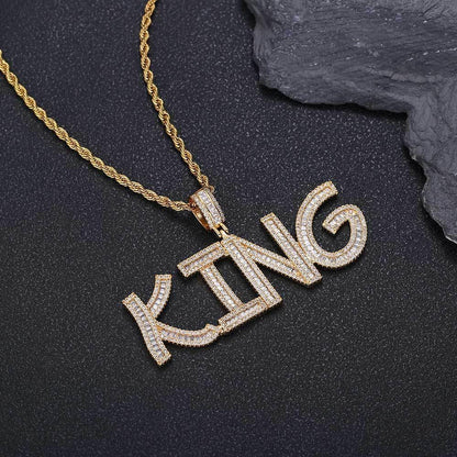 Custom Square Letter Pendant Necklace with Zircon Stones for Men | Caratix Jewelry - CaratixJewelry