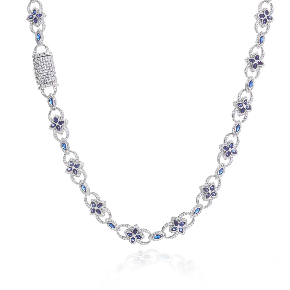 Men's Iced Out Evil Eye Infinity 8 Clover Chain | Flip Clasp Gold Chain Rapper Necklace | Custom Gemstone Bling | Caratix - CaratixJewelry