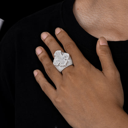 Baguette Moissanite Cross Men's Ring 925 Silver | Caratix