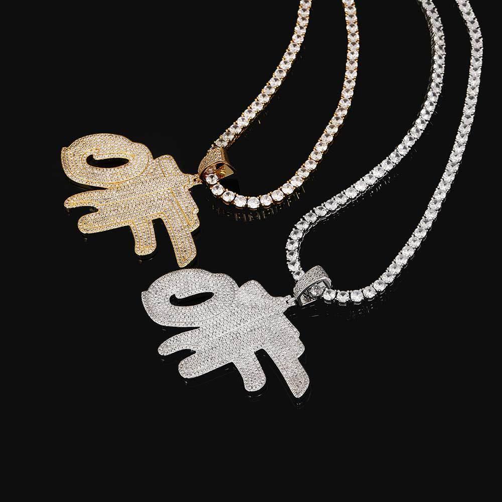 DIY OTF Letter Pendant Necklace with Micro-Pave Zircon and Copper Frame for Men | Caratix Jewelry - CaratixJewelry