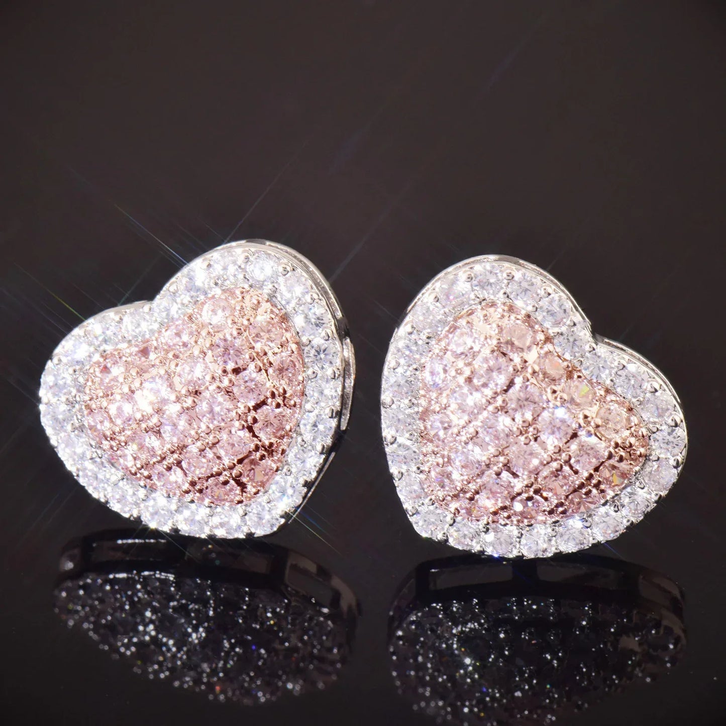 Heart Shaped Zircon Stud Earrings | Trendy & Fashionable Hip Hop Jewelry | Caratix Jewelry - CaratixJewelry