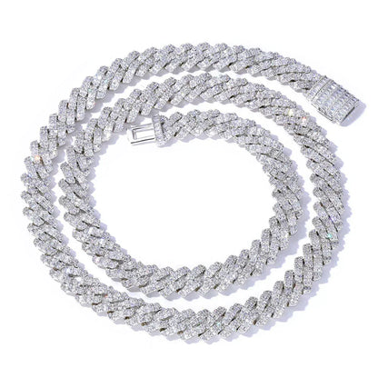 Custom 10mm Rhombus Baguette Cuban Link Chain - CaratixJewelry