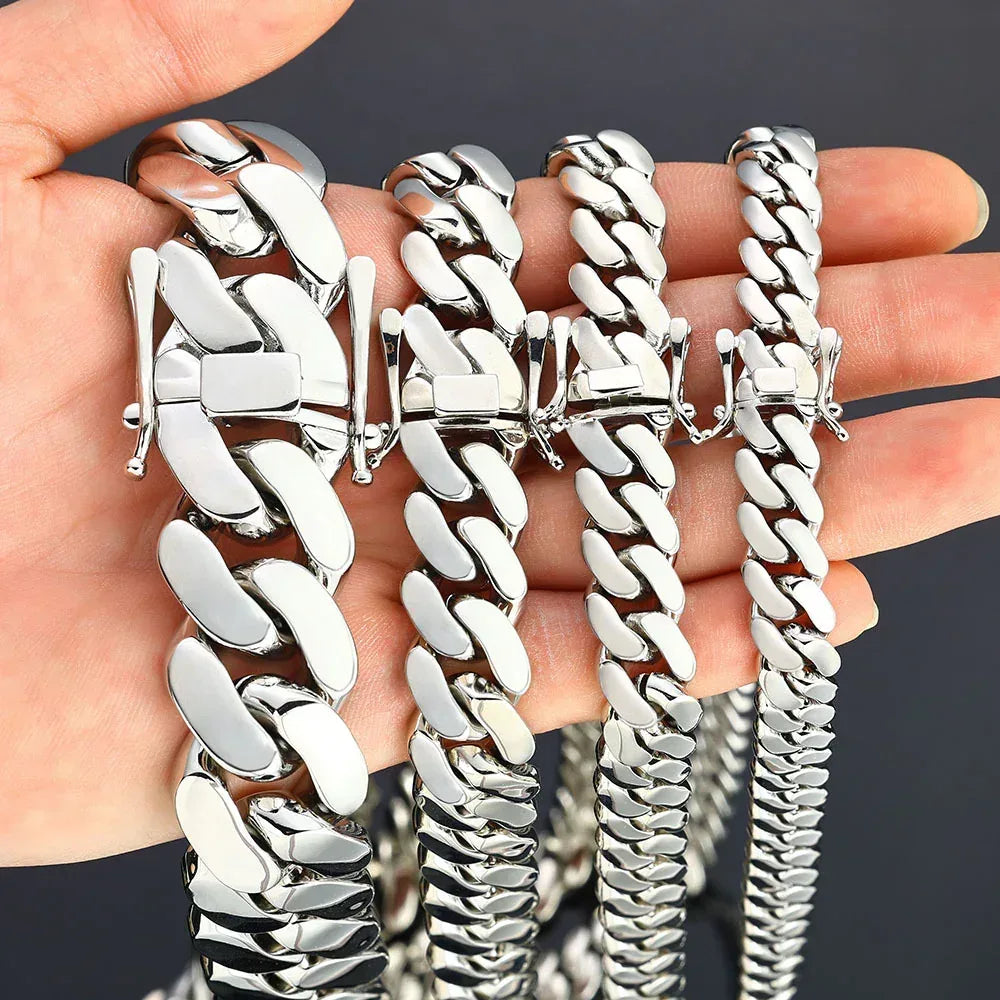 Polished Cuban Link Chain for Men – S925 Sterling Silver Minimalist Luxury Hip Hop Necklace - CaratixJewelry