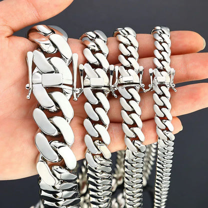 Custom Plain Solid Cuban Link Necklace for Rapper | Iced Out Chain Style - CaratixJewelry