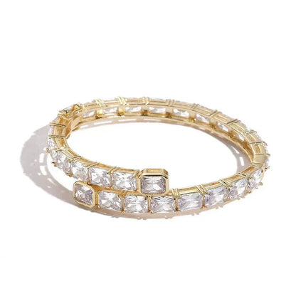 Single Row Rectangular Zircon Stone Bracelet for Men | 18K Gold Plated Hip Hop Jewelry | Caratix Jewelry - CaratixJewelry