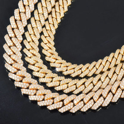 8mm 10mm 12mm Iced Out Double Row Cuban Chain Necklace for Men | Caratix Jewelry - CaratixJewelry