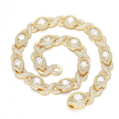Infinity Eye Figure 8 Cuban Chain Zircon Necklace for Men | Caratix Jewelry - CaratixJewelry