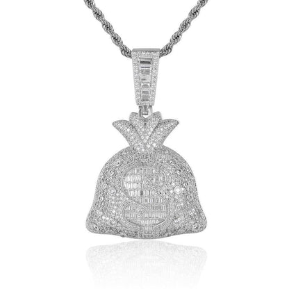 Money Bag Ice Pendant Zircon Hip Hop Jewelry Necklace for Men | Caratix Jewelry - CaratixJewelry