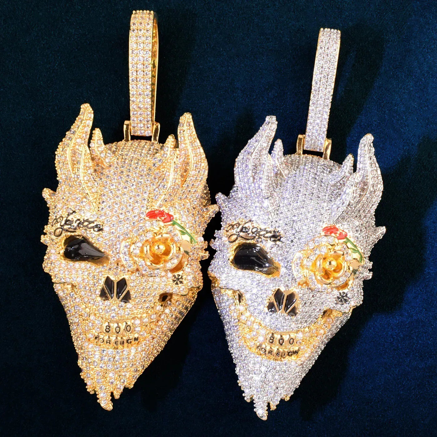 Iced Out Skull Pendant Necklace | CZ Hip Hop Vintage Streetwear Men’s Jewelry - CaratixJewelry