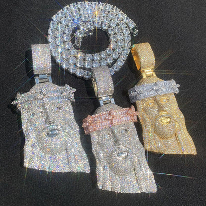 Iced Out Jesus Pendant Necklace for Men – Hip Hop CZ Streetwear Jewelry - CaratixJewelry