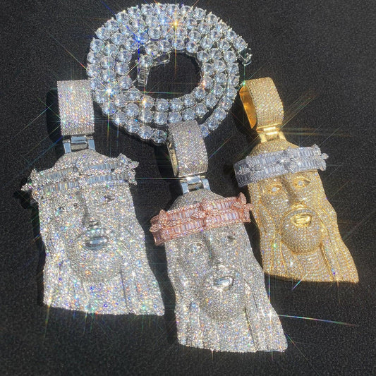 Iced Out Jesus Pendant Necklace for Men – Hip Hop CZ Streetwear Jewelry - CaratixJewelry