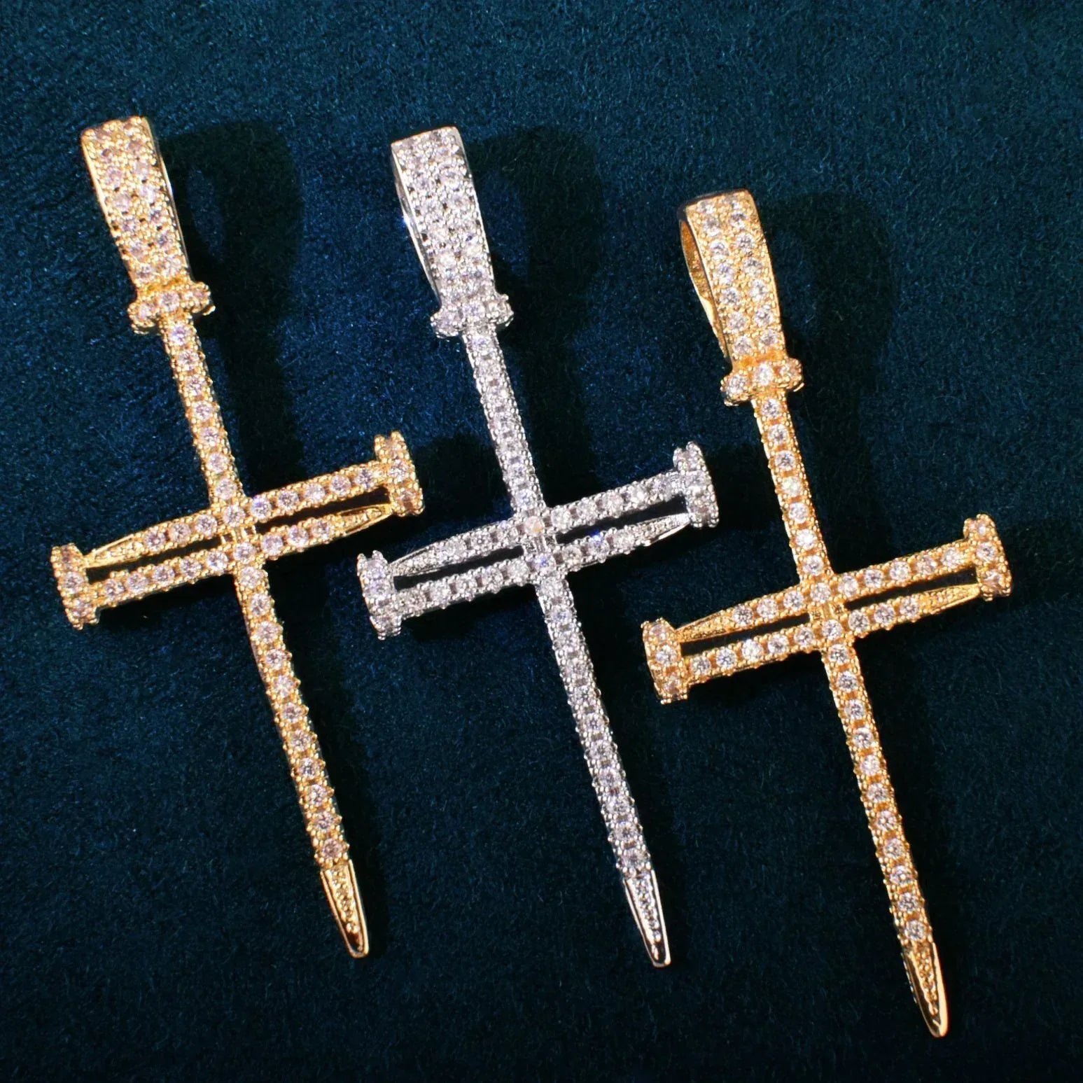 Nail Cross Pendant Necklace | CZ Iced Out Hip Hop Men’s Streetwear Jewelry - CaratixJewelry