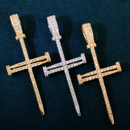Nail Cross Pendant Necklace | CZ Iced Out Hip Hop Men’s Streetwear Jewelry - CaratixJewelry