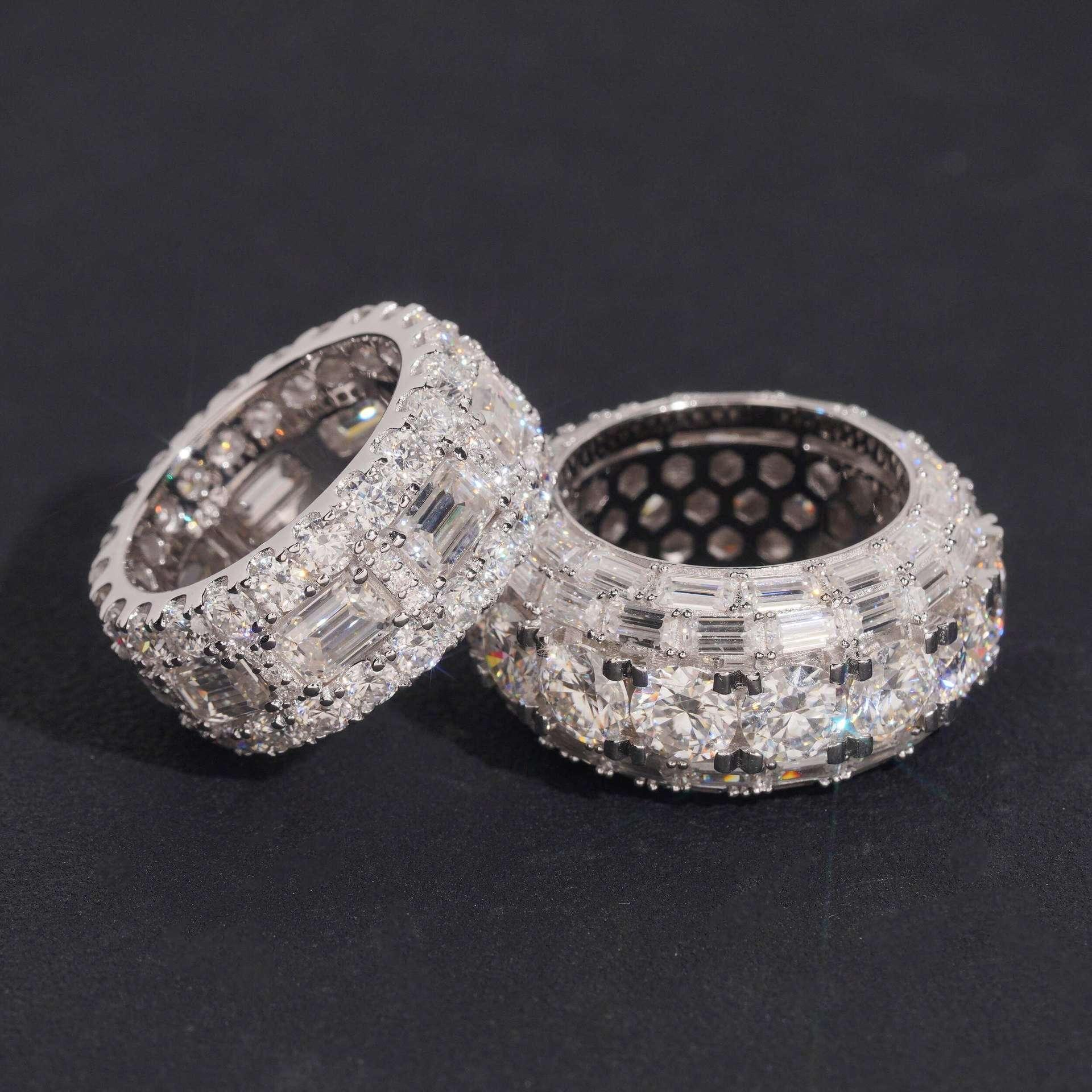 Moissanite Men’s Hip Hop Ring | S925 Silver Full Iced Out Streetwear Jewelry - CaratixJewelry