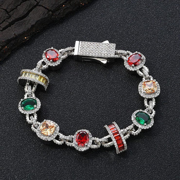 Colorful Gemstone Bracelet Luxury Hip Hop Jewelry for Men | Caratix Jewelry - CaratixJewelry