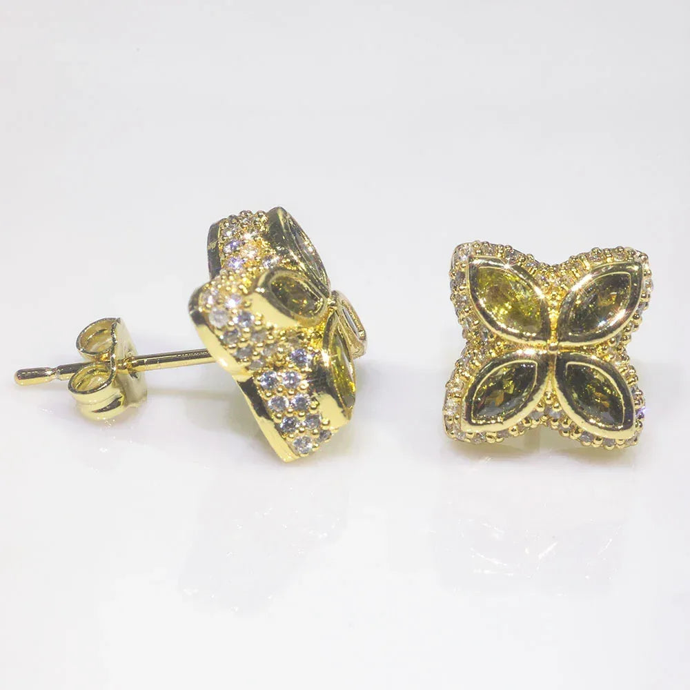 Custom Colorful Gemstone Iced Out Studs Men Earring Hip Hop | Caratix - CaratixJewelry