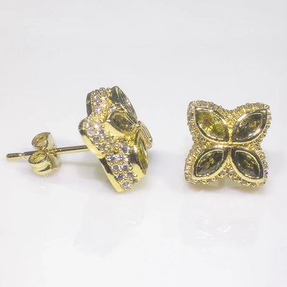Custom Colorful Gemstone Iced Out Studs Men Earring Hip Hop | Caratix - CaratixJewelry