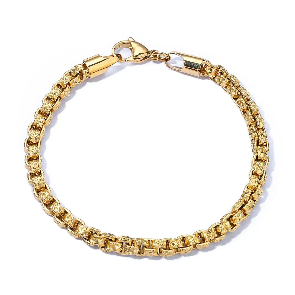 Custom Stainless Steel Square Pearl Gold Chain for Rapper | Caratix - CaratixJewelry
