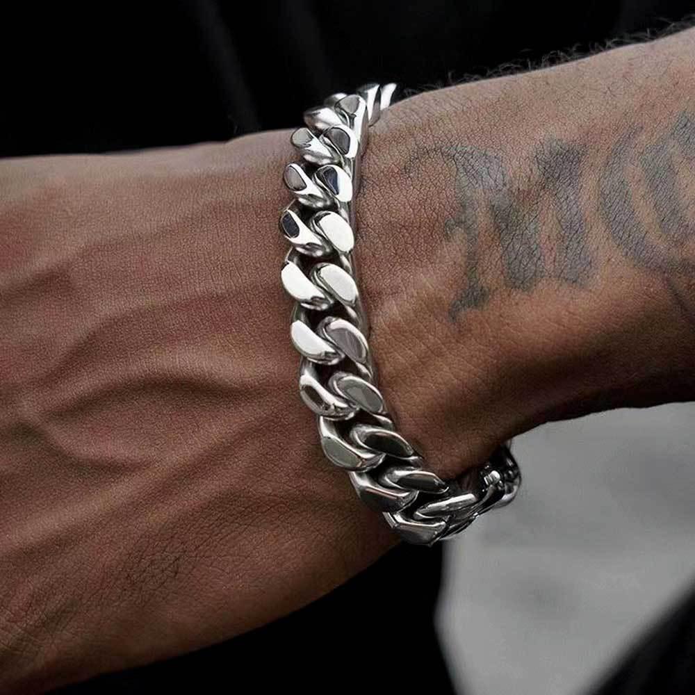Stainless Steel Titanium Four-Side Polished Cuban Link Hip Hop Necklace for Men | Caratix Jewelry - CaratixJewelry