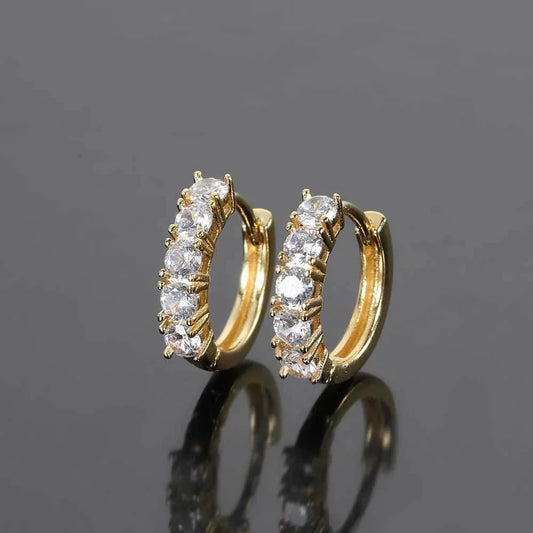 Five-Stone Micro-Pave Zircon Earrings with 18K Gold Plating for Men | Trendy Hip Hop Jewelry | Caratix Jewelry - CaratixJewelry