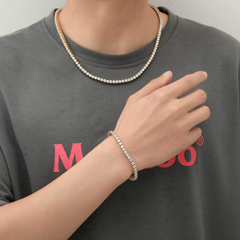 Custom Men's Moissanite Stainless Steel Bracelet | Durable Hip Hop Bling Tennis Chain | Caratix - CaratixJewelry