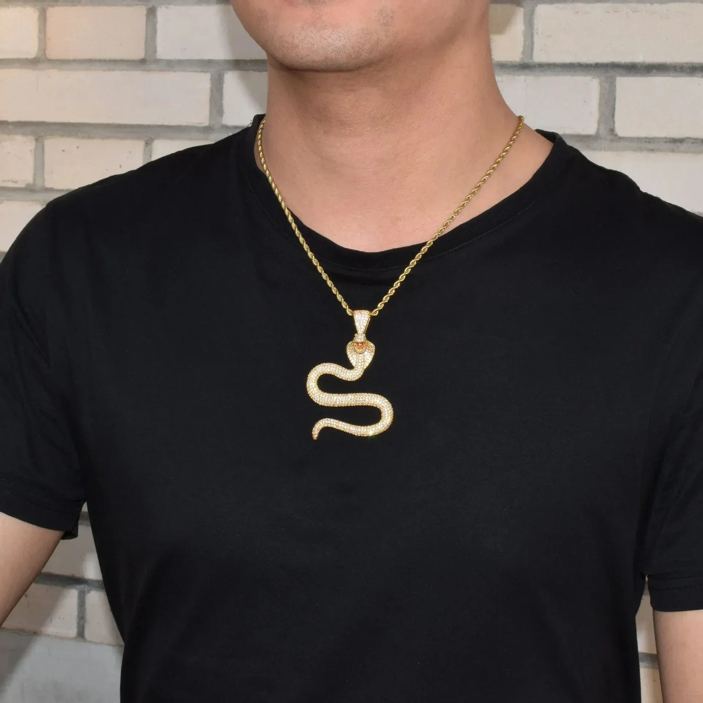 Iced Out Zodiac Snake Pendant | Men's Hip Hop Serpent Necklace | Premium Copper CZ Viper Jewelry | Streetwear Slatt Bling | Caratix - CaratixJewelry