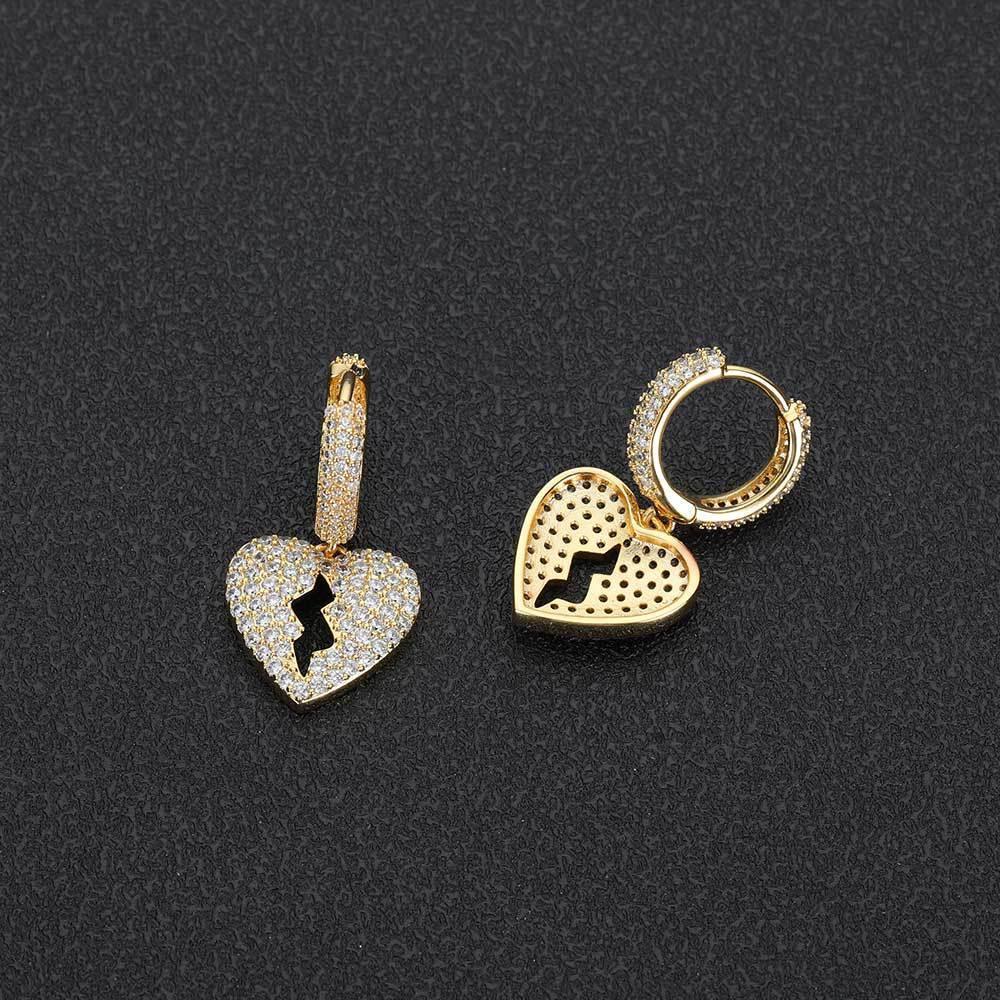 DIY Heartbreak Earrings with Micro-Pave Zircon Stones for Men | Trendy Hip Hop Jewelry | Caratix Jewelry - CaratixJewelry