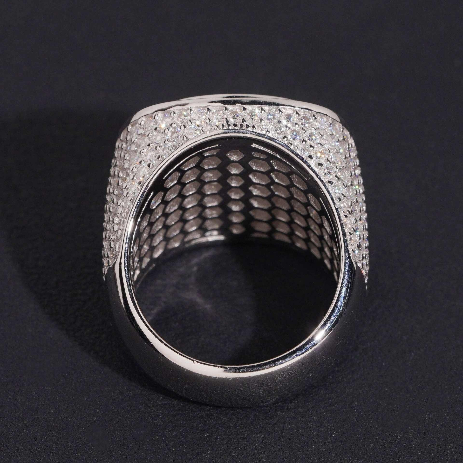 Step-Cut Moissanite Men’s Ring | S925 Silver Cool Luxury Hip Hop Jewelry - CaratixJewelry