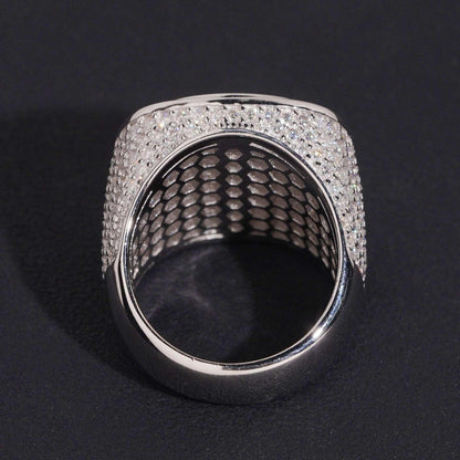 Step-Cut Moissanite Men’s Ring | S925 Silver Cool Luxury Hip Hop Jewelry - CaratixJewelry