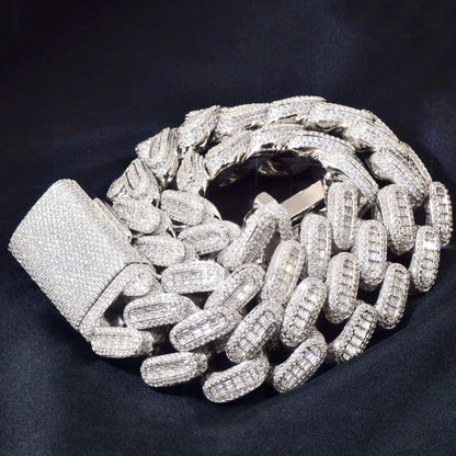 28mm Iced Out T-Shape Cuban Chain Necklace Heavy Style Unisex | Caratix Jewelry - CaratixJewelry
