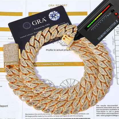 20mm T-Cut Moissanite Cuban Link Chain – Custom S925 Sterling Silver Iced-Out Hip Hop Men’s Streetwear Necklace - CaratixJewelry