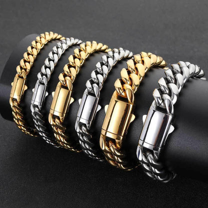 Spring Clasp Stainless Steel Cuban Link Necklace Hip Hop Jewelry Rapper Iced Out Chain for Men | Caratix Jewelry - CaratixJewelry