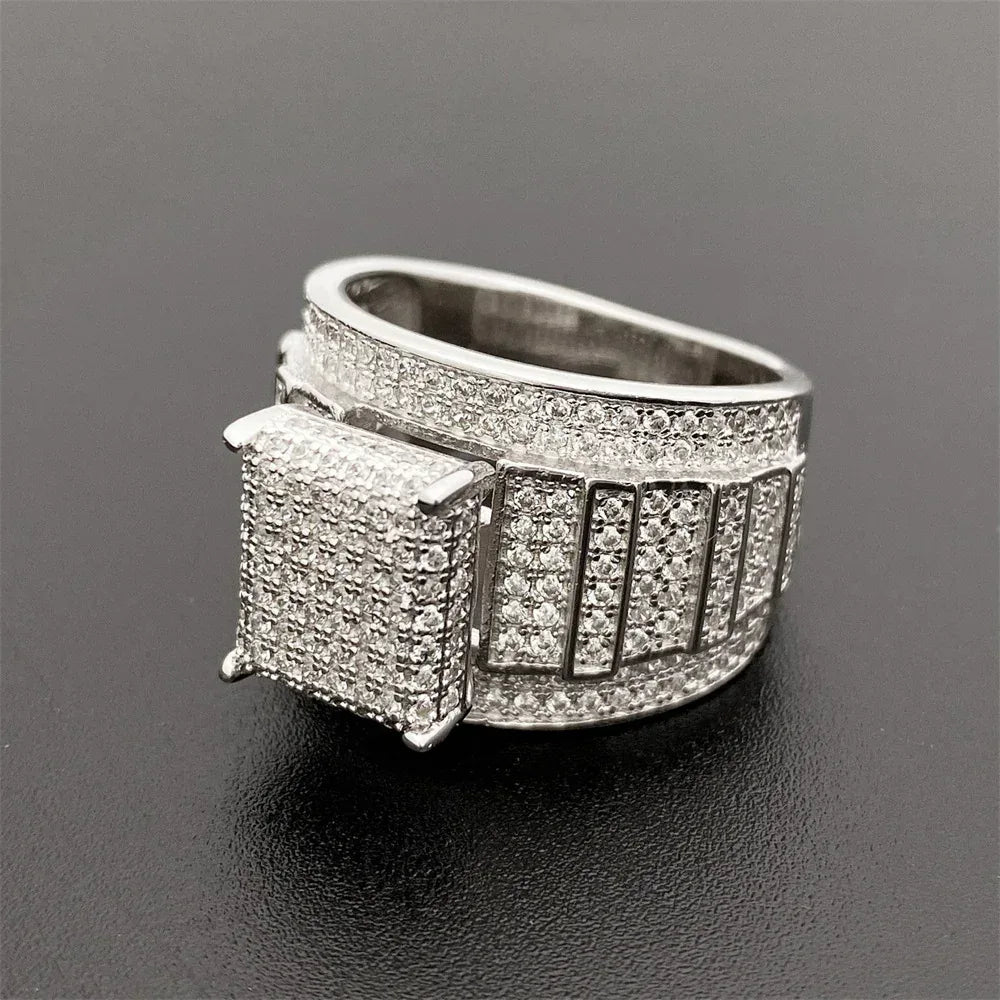 D-Color Moissanite Hip Hop Ring | S925 Silver Unisex Iced Out Fashion Jewelry - CaratixJewelry